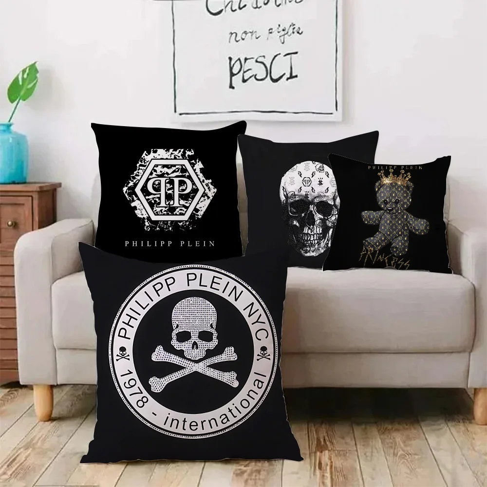 Horror Skull P-PLEINS Qp-P-PHILIP Pillow Covers Cartoon Sofa Decorative Home Double-sided Printing Short Plush Cute Cushion