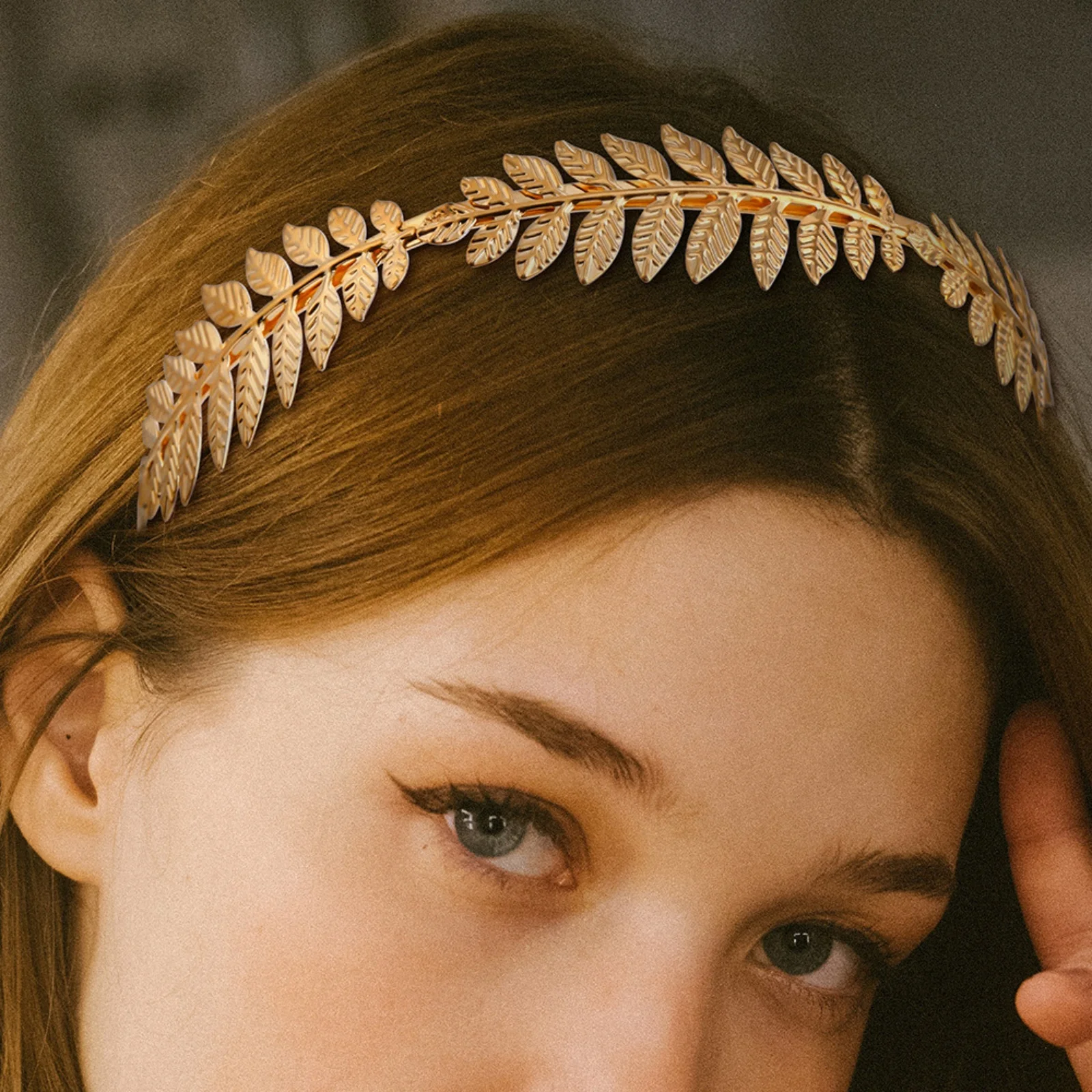 1pc  Gold Leaf Headband, Greek - Style Hair Crown, Fashionable Metal Hair Accessory for Women, Ideal for Parties & Events