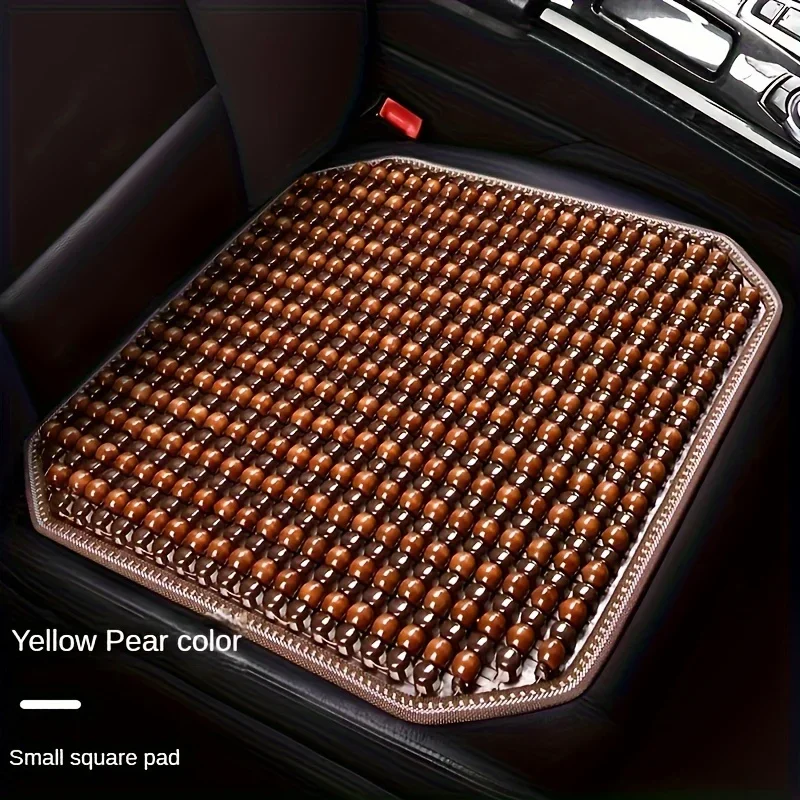 Breathable Wooden Bead Car Seat Cushion - Lumbar Support & Cooling Pad, Redwood/Yellow Pear Colors