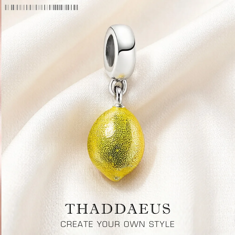 

Yellow Lemon Dangle Charms Pendant Europe Fine Jewelry Women Men Cute Gift In 925 Sterling Silver