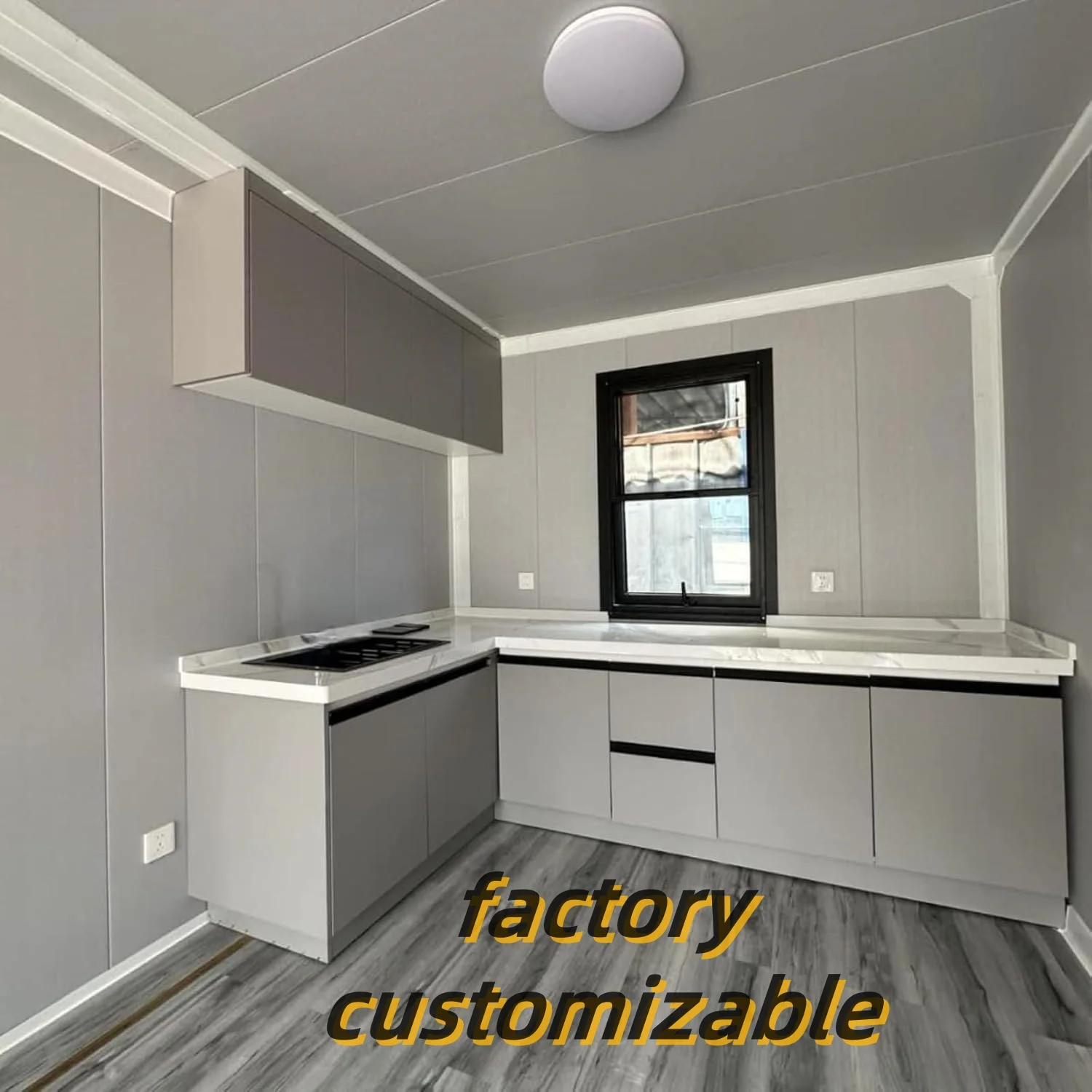 Extended Independent L-Shaped Expandable Flat Pack With Furniture Two Storey Solar Modular Prefab Modular House Container Home