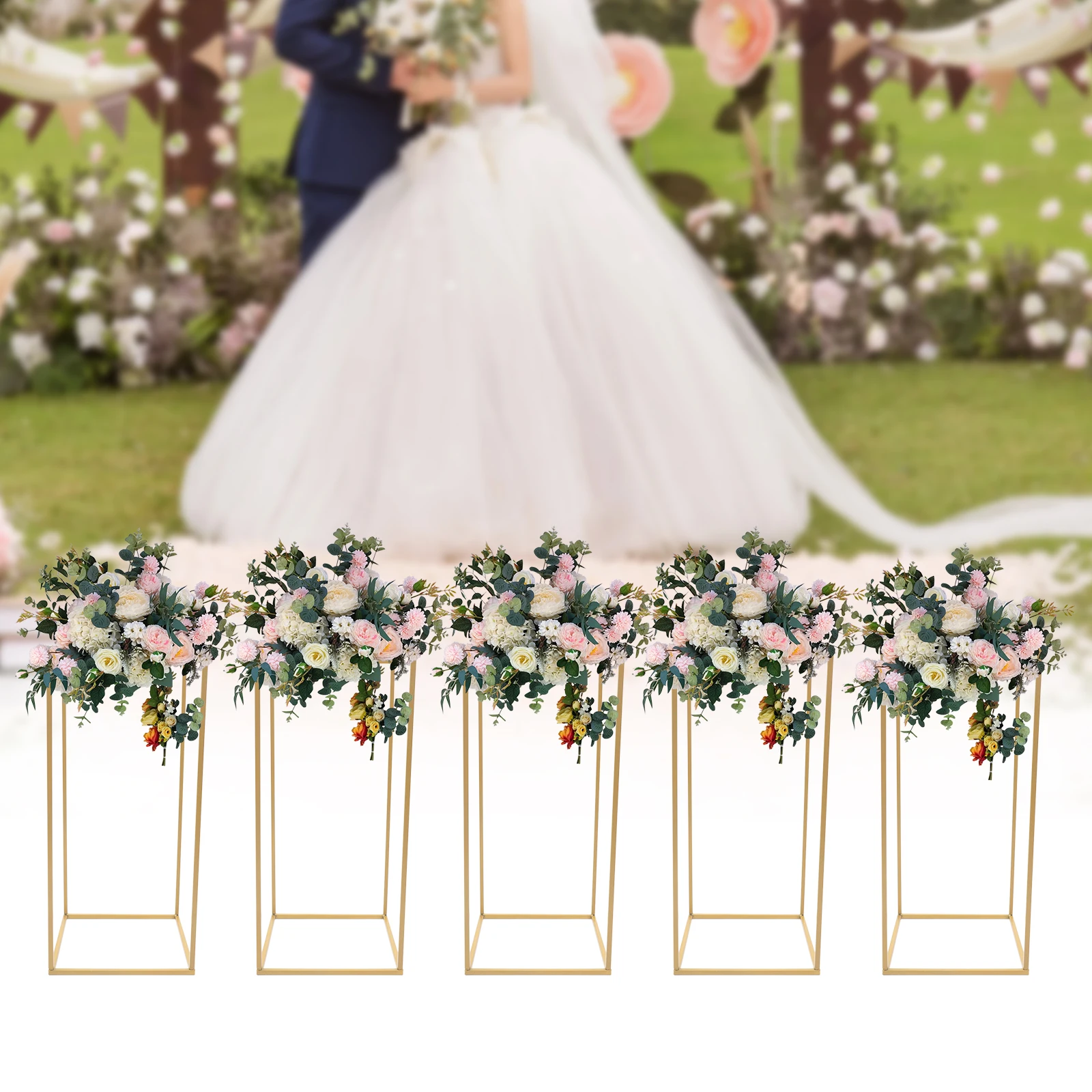 Imagem -02 - Metal Flower Stand para Festa de Casamento Coluna Arranjo Flor Floor Stand Dinner Centerpiece Altura 60cm Pcs Pcs