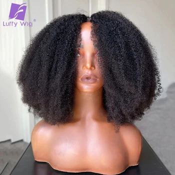 200Density V Şekli Peruk Afro Kinky Kıvırcık İnsan Saç V Parçası Peruk Kısa Kıvırcık Tutkalsız Hiçbir Bırakma Yeni U Parçası Peruk Kadınlar için