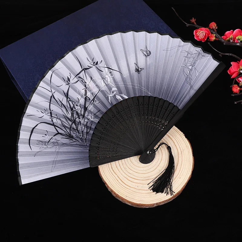 Bamboo Folding Fan silk Chinese Stylefan Hand Held Anitque Art Craft Japnese Summer Female Dance Home decoration Party ventila