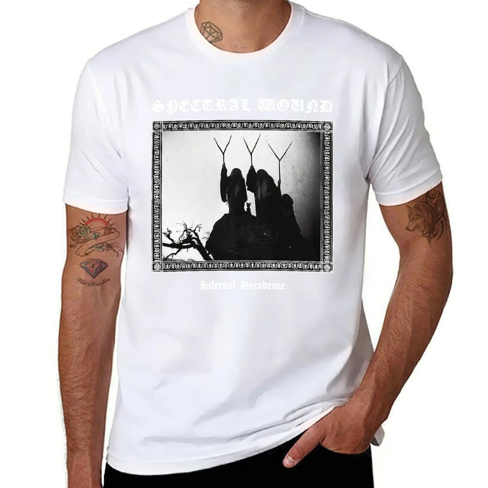

Классическая футболка Spectral Wound Infernal Decadence, мужская футболка из плотного хлопка, мужские футболки с рисунком, незаменимая футболка, футболка