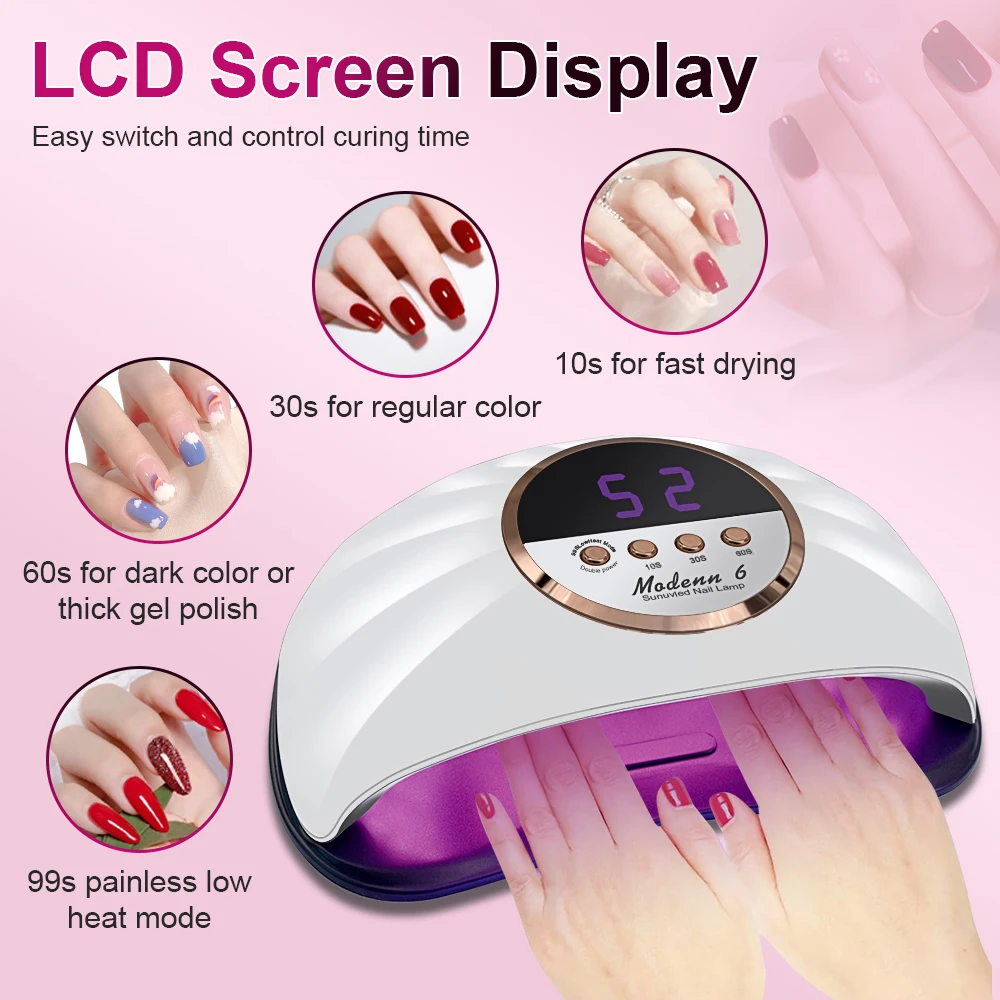 268W Double Hands UV LED Nail Lamp For Nail Professional Gel Polish Curing Drying Light With LCD Display Dryer Lamp Equipment