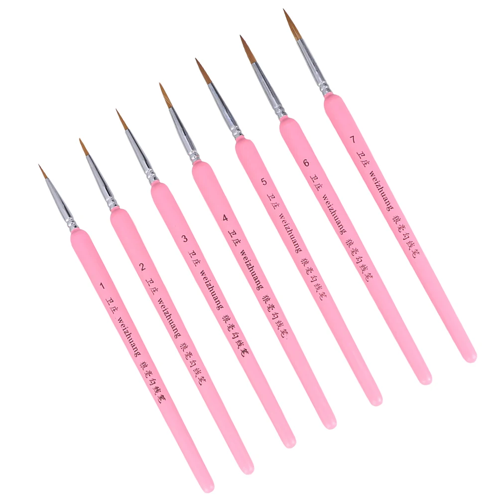 

7pcs Detail Paint Brush Set Fine Tip For Acrylic Watercolor Oil Painting Light Durable Miniature Art Brushes For Beginners