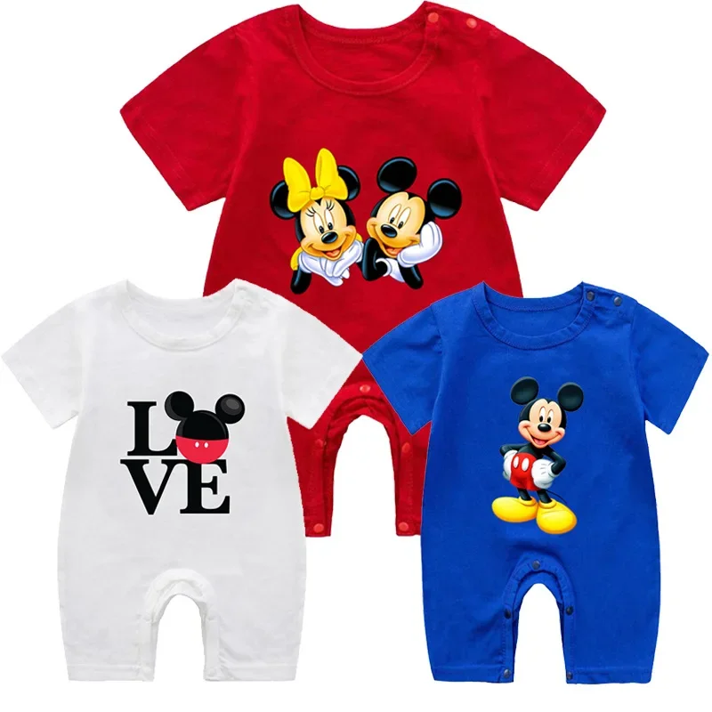 Summer Newborn Baby Romper Cartoon Mickey Minnie Mouse Print Boy Girl Jumpsuit Roupas Bebe Infant Clothes Toddler Pajamas Outfit