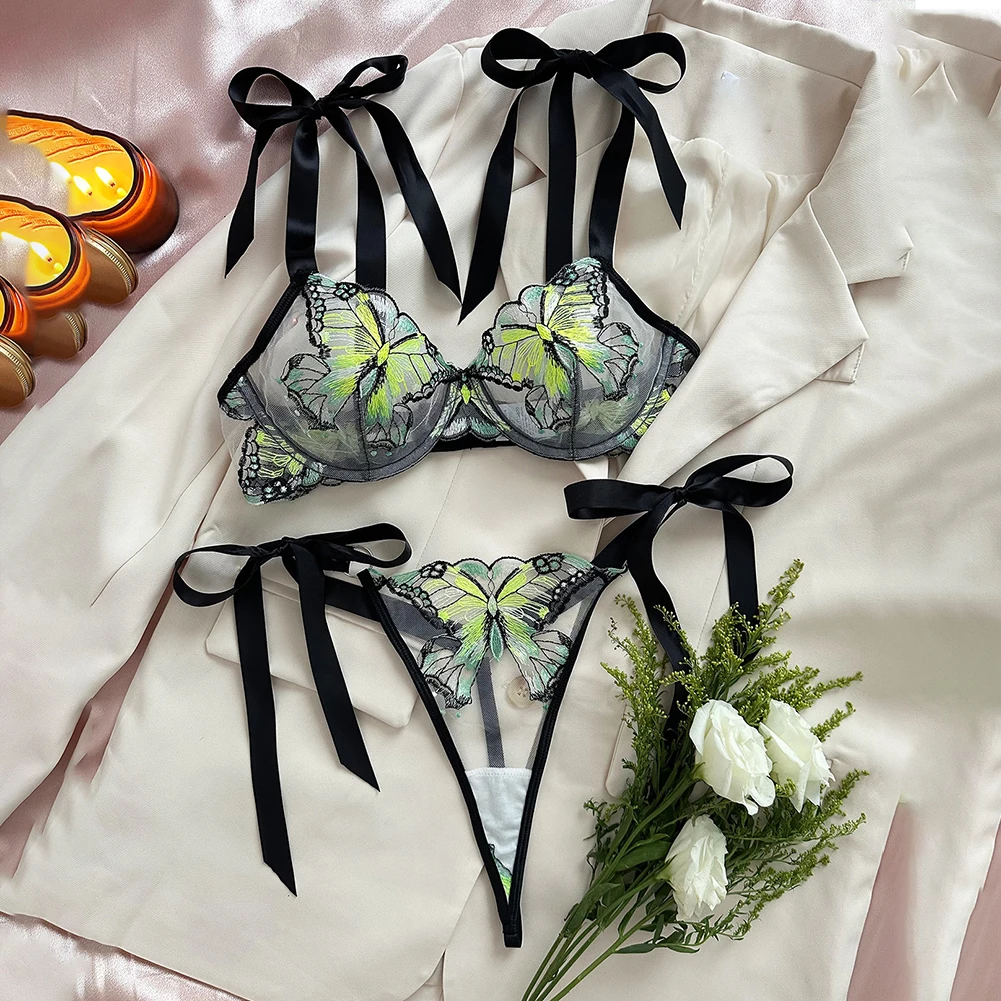 

На весну, лето, осень, зиму, стильный наряд для девочек, комплект с вышивкой бабочкой, повседневная одежда, нижнее белье с вышивкой бабочкой