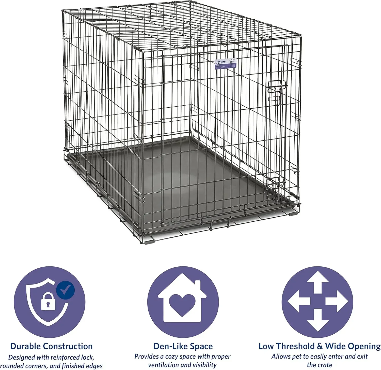 

Hot Sales42-Inch ICrate For Large Breeds, 71-90 Lbs, Single Door Folding Dog Crate With Divider Panel, Leak-Proof Tray & Secure