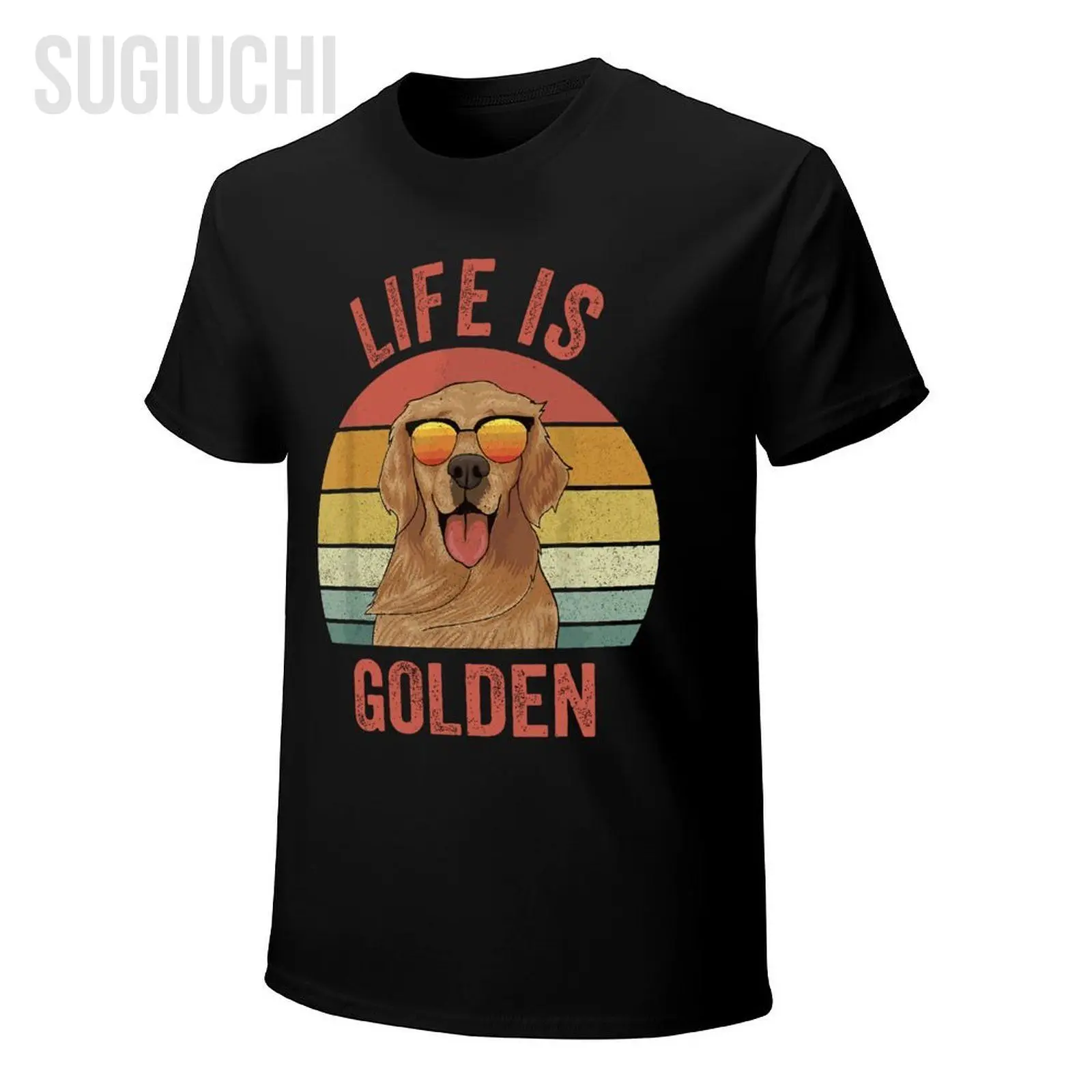 للجنسين الرجال ريترو الذهبي المسترد مضحك الكلب التي شيرت تيز تي شيرت النساء الفتيان 100% القطن تي شيرت #4