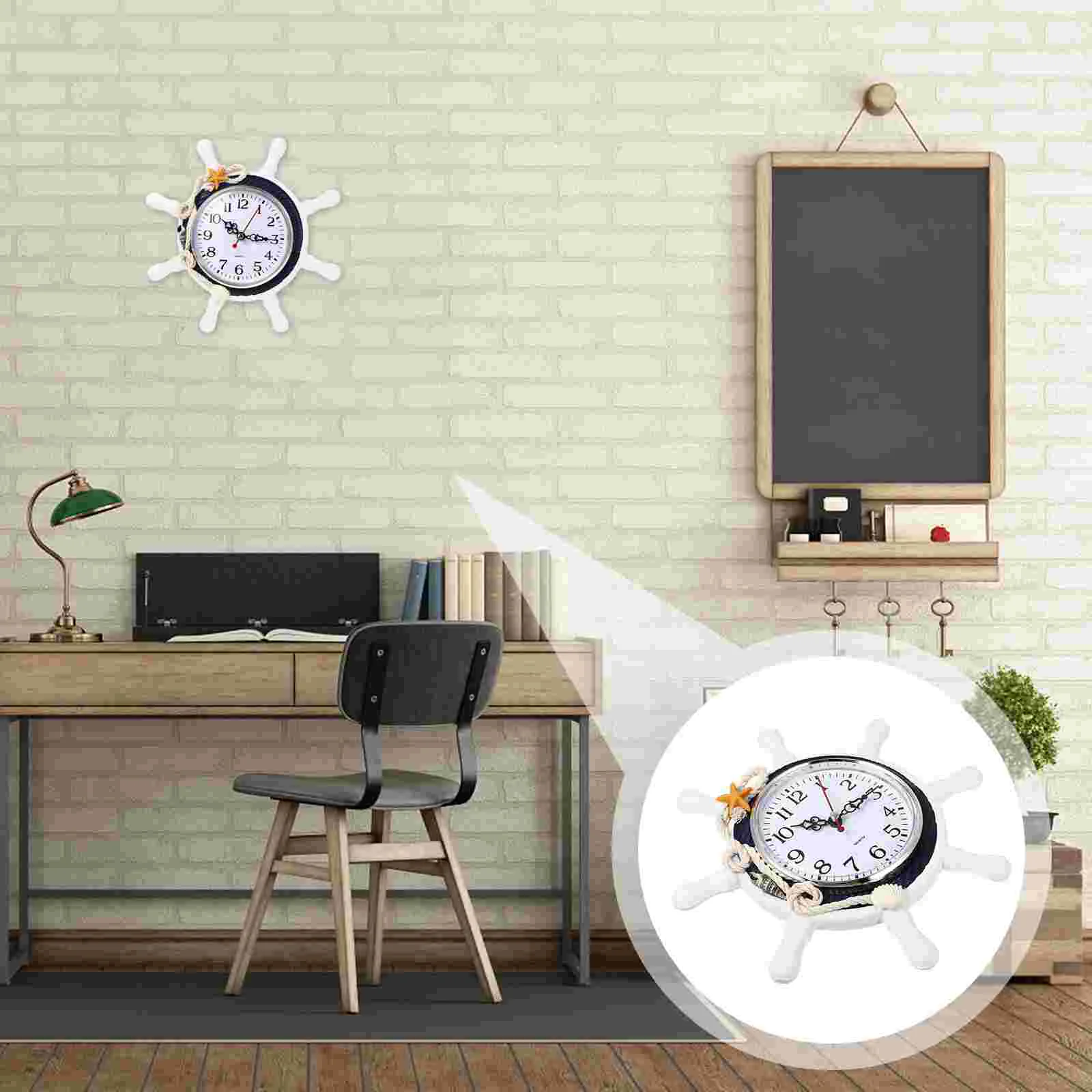 

Wall Clock Digital Ticking Silent Mediterranean Style Decor with Rope Number Decoration Child