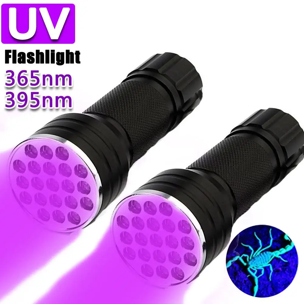 

21 LED UV Ultraviolet Flashlight Blacklight 395NM Mini Torch Flash Lamp For Pet Urine Stains Portable Black Light Flashlights