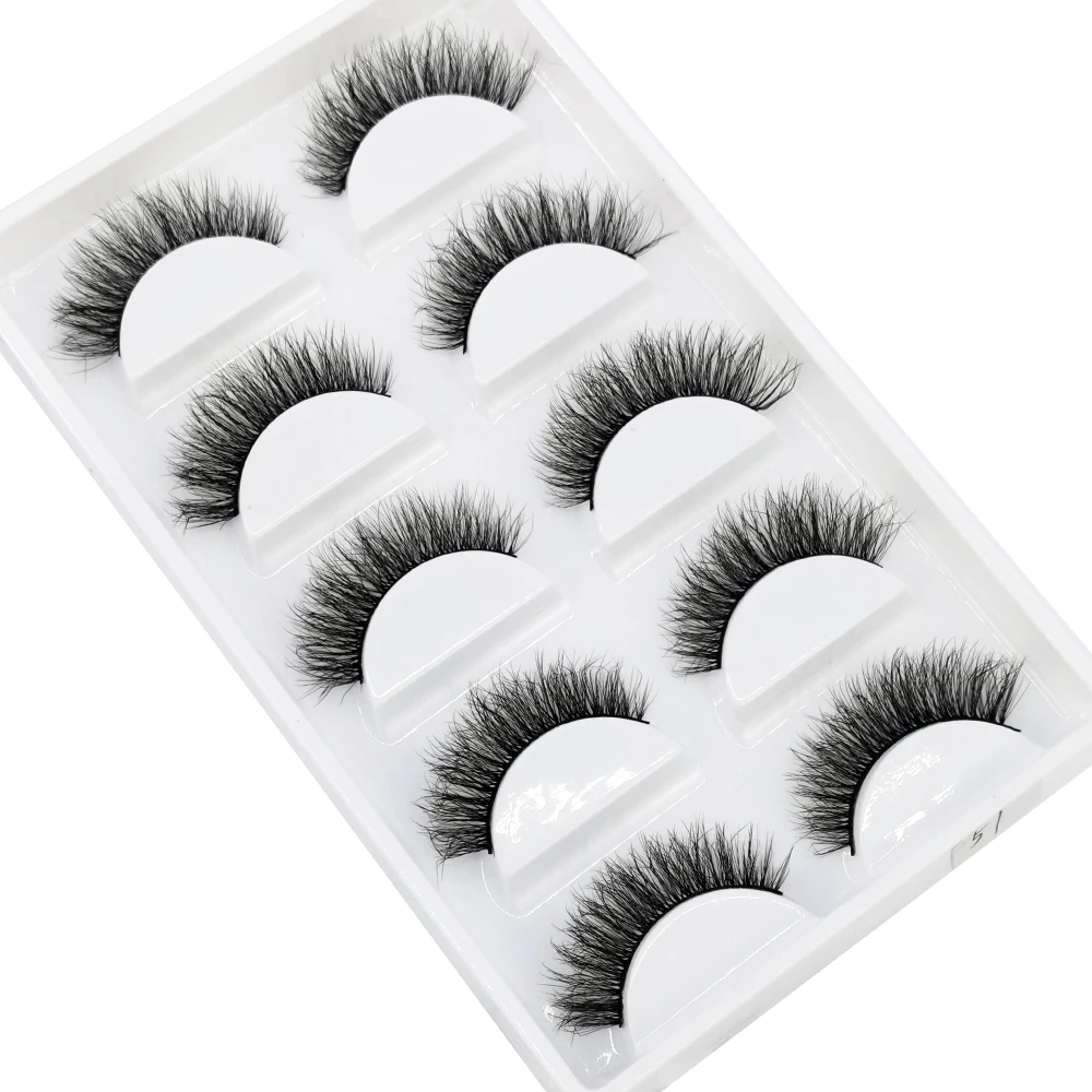 HBZGTLAD – Faux cils 3D soyeux, naturels, longs, épais, doux, 5 paires, pour maquillage