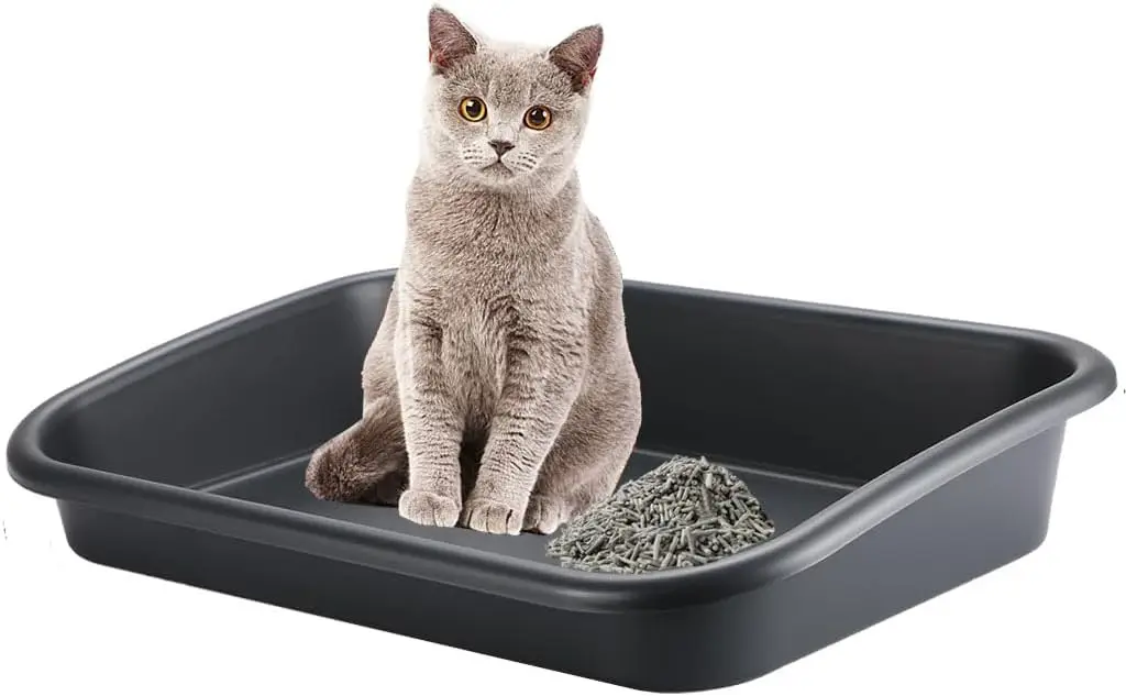

Extra Large Litter Box with High Sides 23.23"L x 16.54"W x 4.33"H, ABS Low Entry Jumbo Tray for Kittens to Senior Cats, Elderly & Fat Cats (Black)