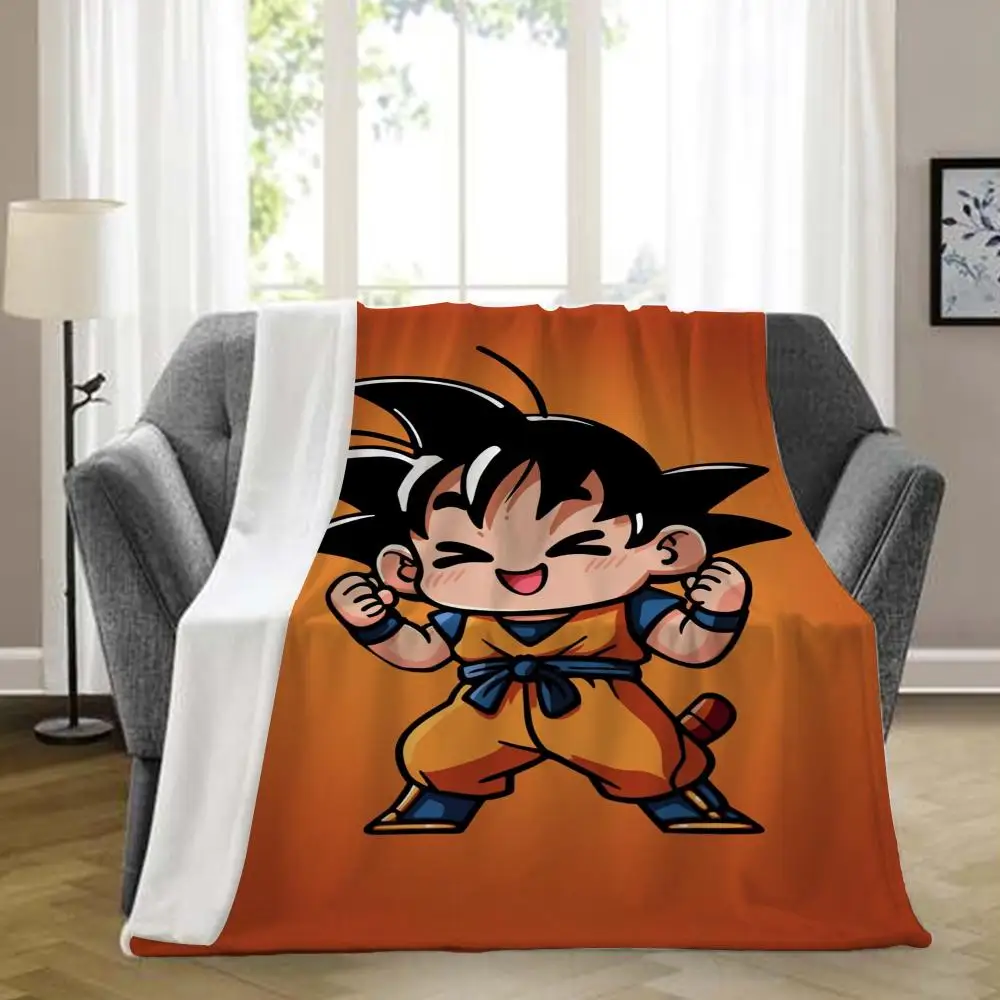 

Throw Blanket Aesthetic Art Flannel Blanket Portable Home Travel Camping Sofa Picnic Flannel Japanese custom anime Goku