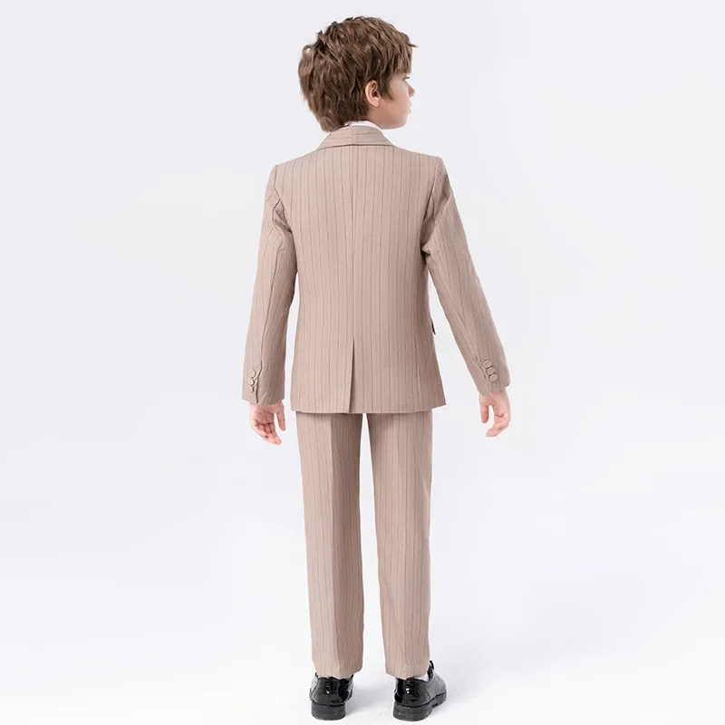 Traje a rayas de estilo británico moderno para niños, traje pequeño a la moda, traje de anfitrión de evento guapo, traje de actuación Formal, traje de otoño