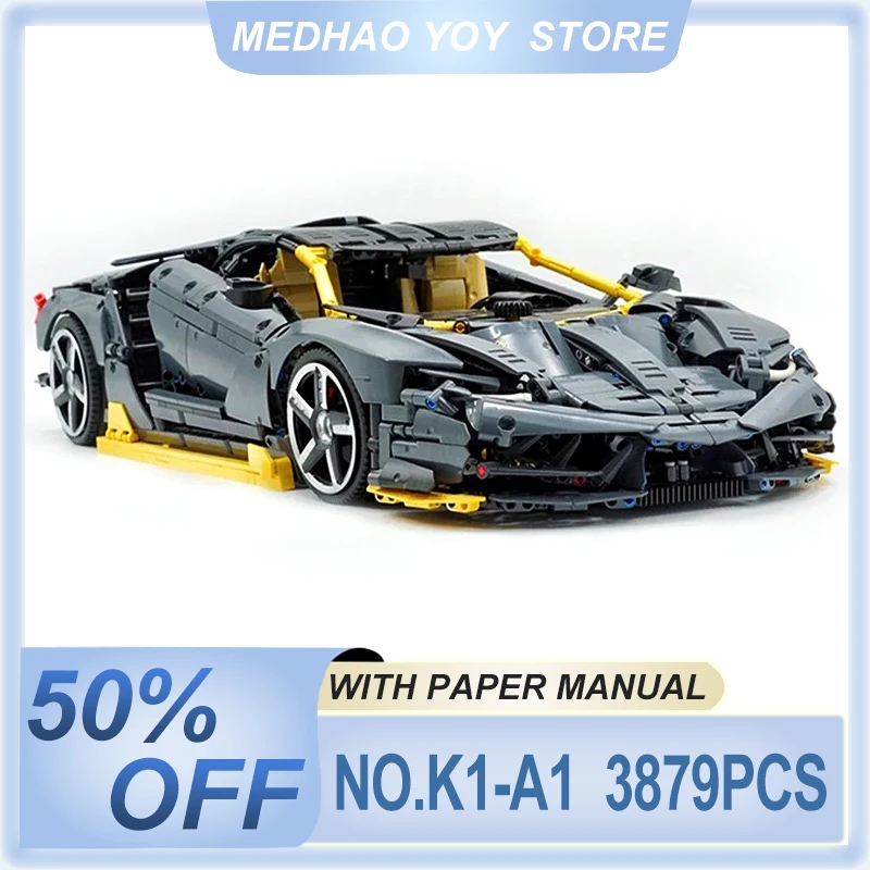 

High-end MOC K1-A1 Technical Black Centenario 1:8 Hypercar Model Assembly Building Block Brick Puzzle DIY Toy Christmas Gift Kid