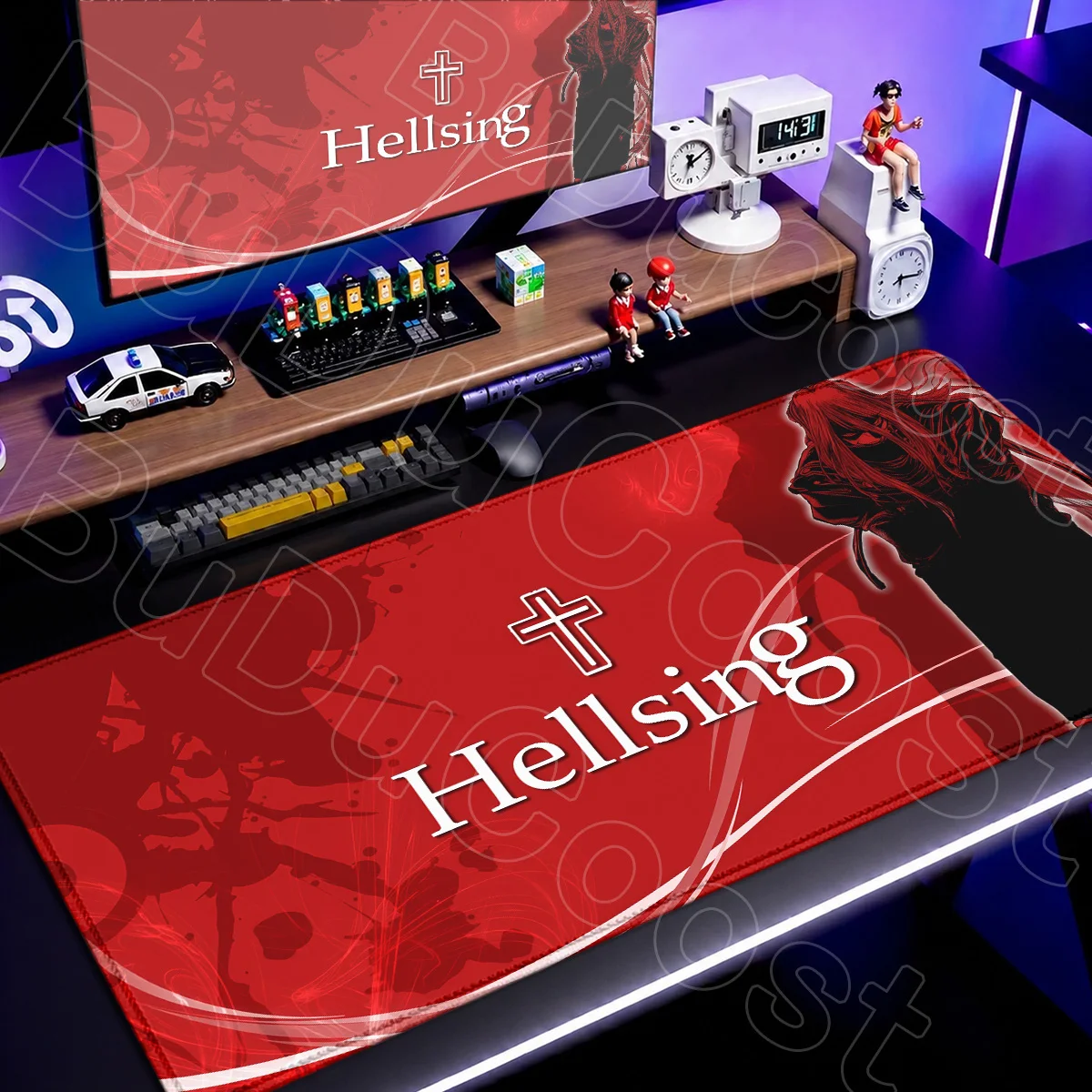XXL Locking Edge Laptop-Tastatur-Desktop-Matte, Speed Computer Gamer Deko-Teppich, großes Anime Hellsing Alucard Büro-Mauspad – Detail 12
