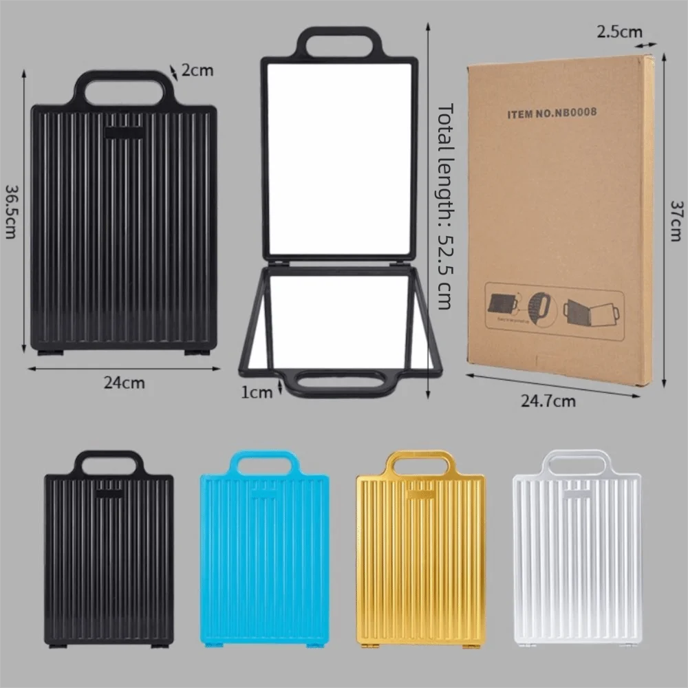 المهنية على الوجهين تصفيف الشعر يده مرآة المحمولة عالية الوضوح مرآة ماكياج الرؤية الخلفية مرآة صالون قابلة للطي