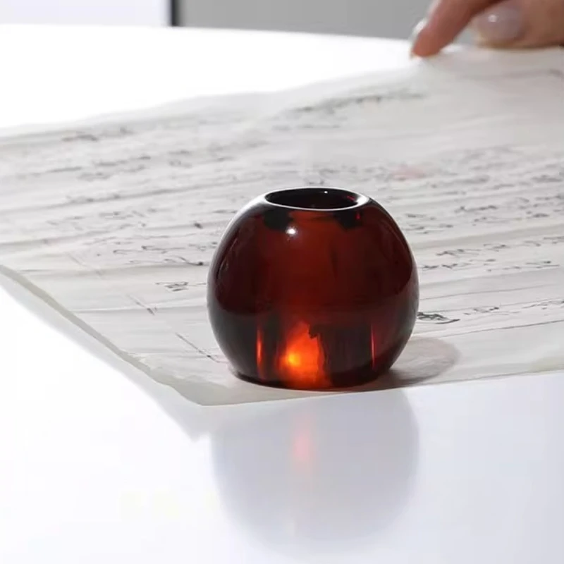 Brown Glazed Paperweight New Stationery Elegant Desktop Decoration Tea Room Cover Holder Incense Is Inserted Teaware Accessories