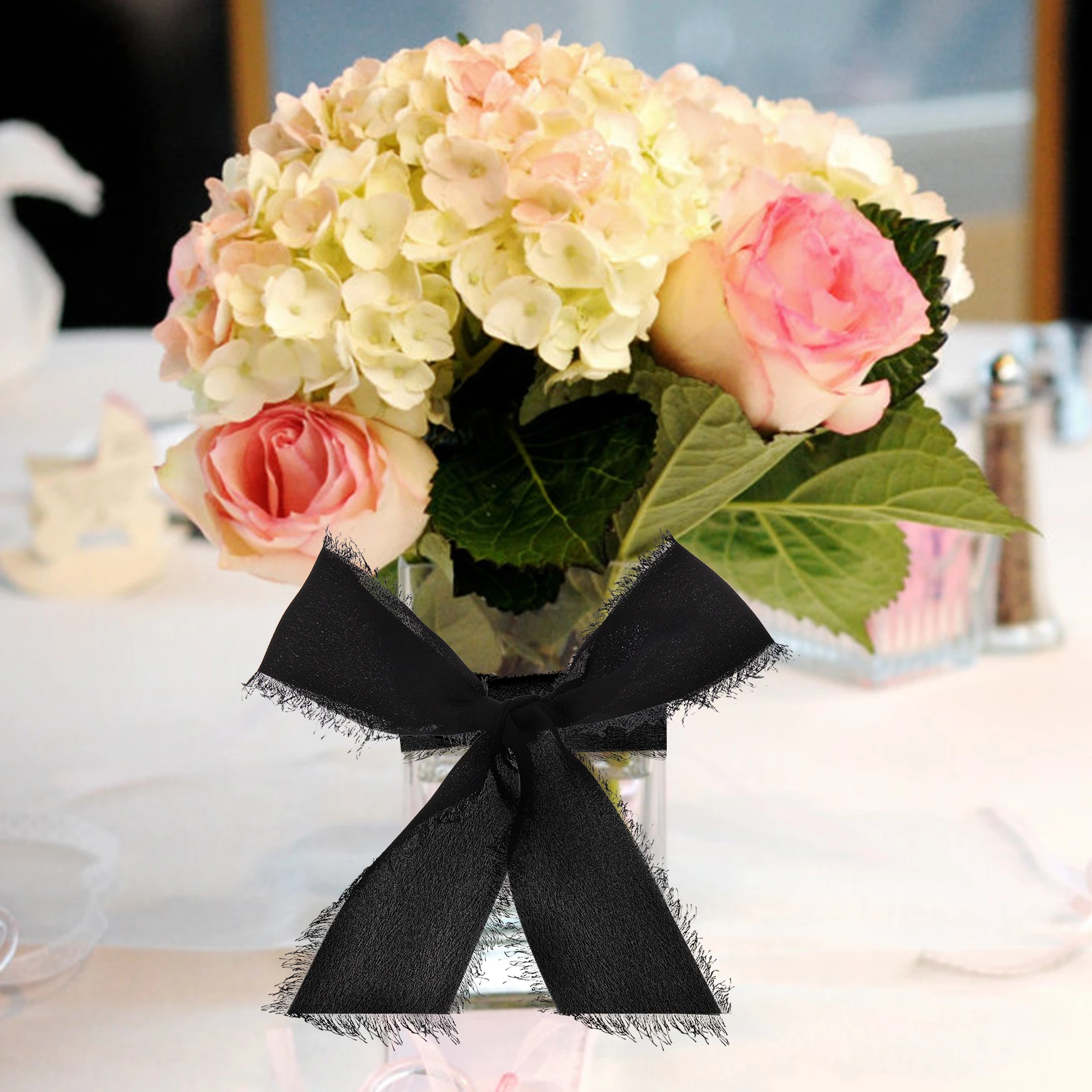 

Handmade Ribbon Decoration Frayed Edges Chiffon Silk-like Wedding Bouquet Bride Large Organza
