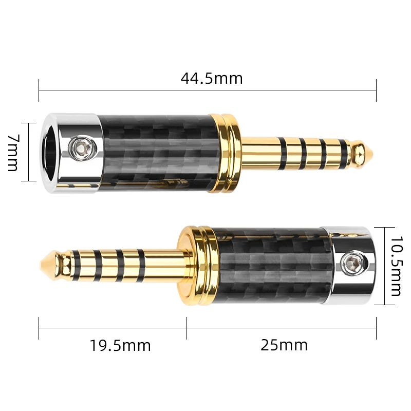ATAUDIO 탄소 섬유 금도금 잭, 5 극 오디오 플러그, 순수 구리 커넥터, 6mm 와이어 홀, 4.4mm, 4 개