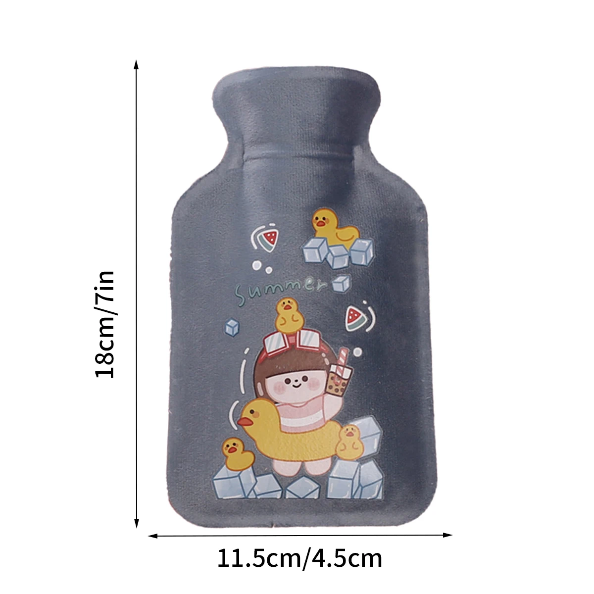 Soft velvet hot water bottle to relieve menstrual pain, keep warm and reduce fever Short plush hot water bag