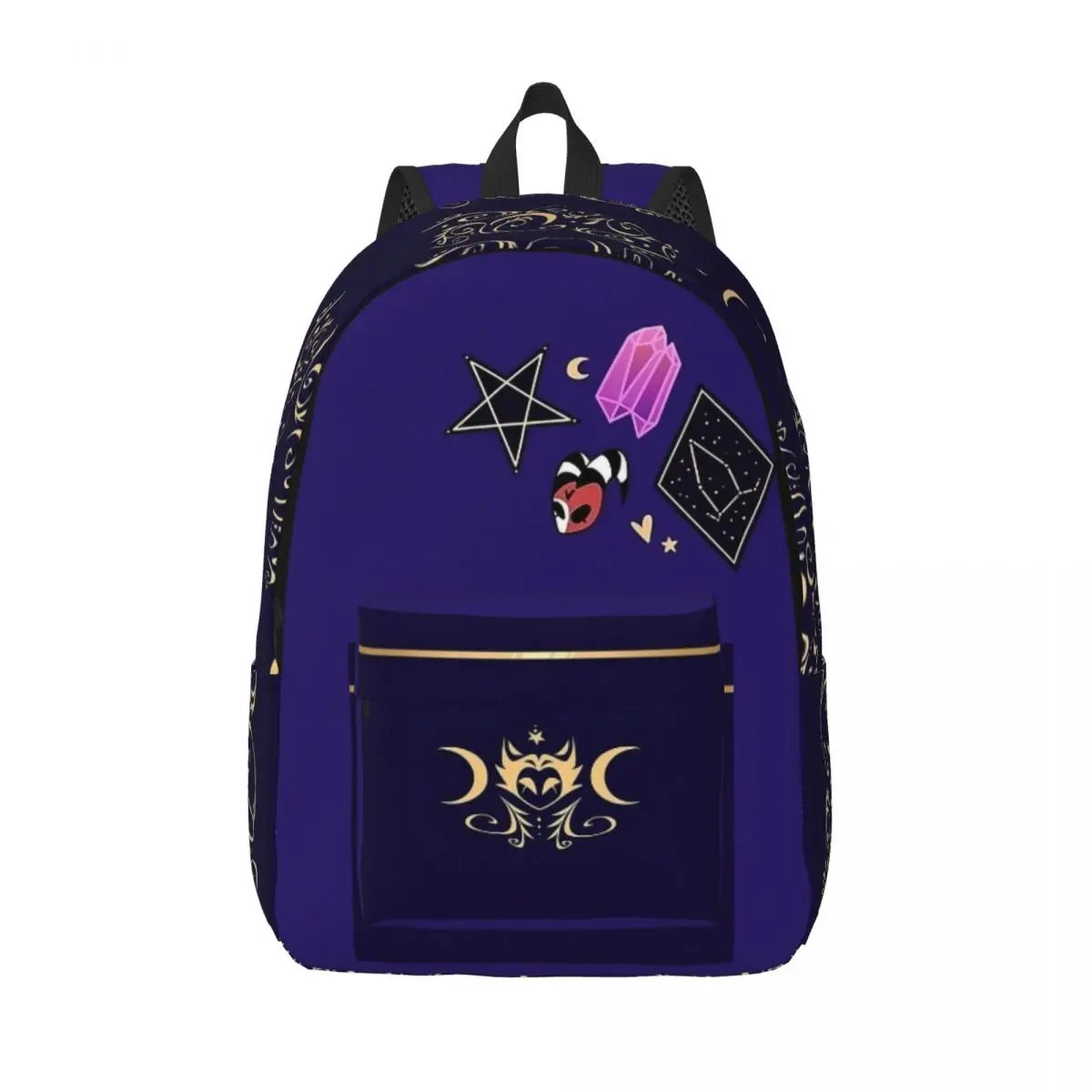 Helluva Boss Stolas Cartoon Teenage Backpack with Pocket High School Business Daypack for Men Women College Canvas Bag