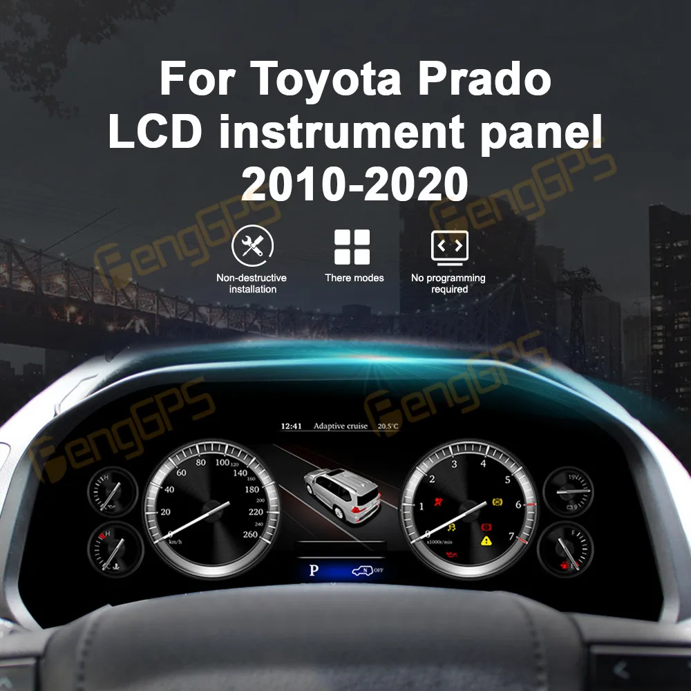 

Digital Cluster For Toyota Land Cruiser Prado 2010-2020 Car LCD Instrument Panel Virtual CockPit Speed Meter Dashboard Linux