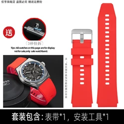 22mm Blue Black Grey Silica Gel Watch Strap For ZENITH DEFY 95.9000.670 Watchband Rubber Convex Joint Men's watch
