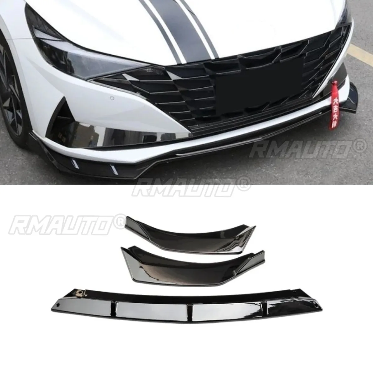 

Car Front Bumper Spoiler Cover Bumper Guard Front Lip Body Kit Compatible With Hyundai Elantra 2021 7th Gen Car Accessories