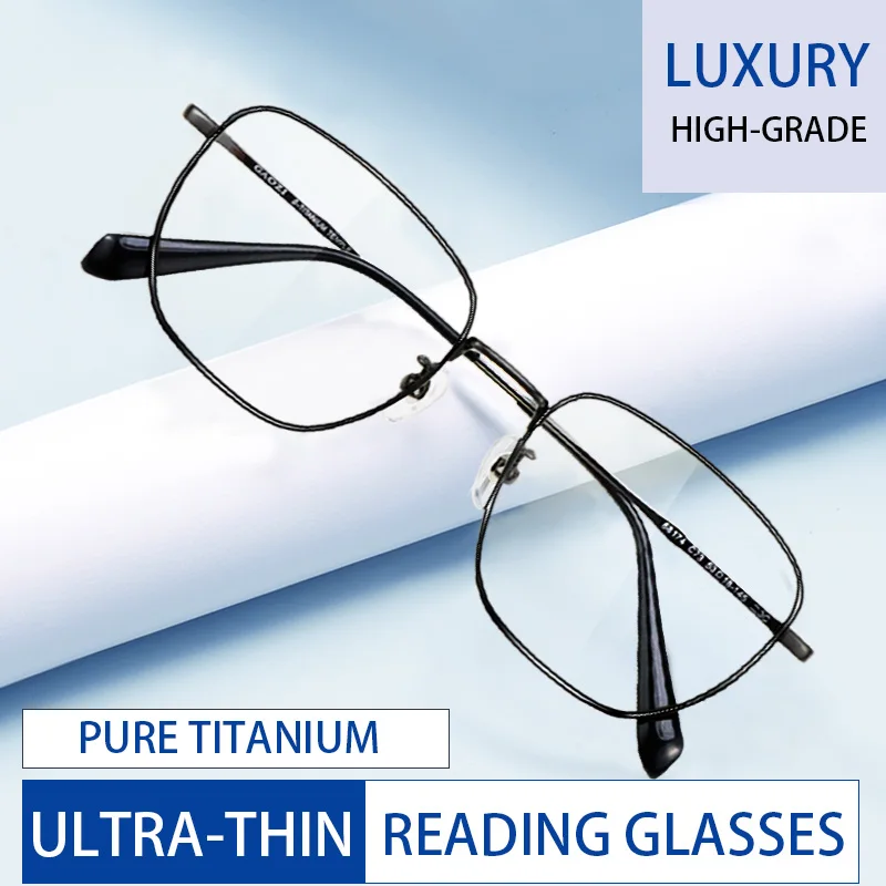 Ultralight Titanium Reading Glasses Ultra thin Hard & Multi-coated Lens for Men,Blue Light Blocking High Quality Glasses