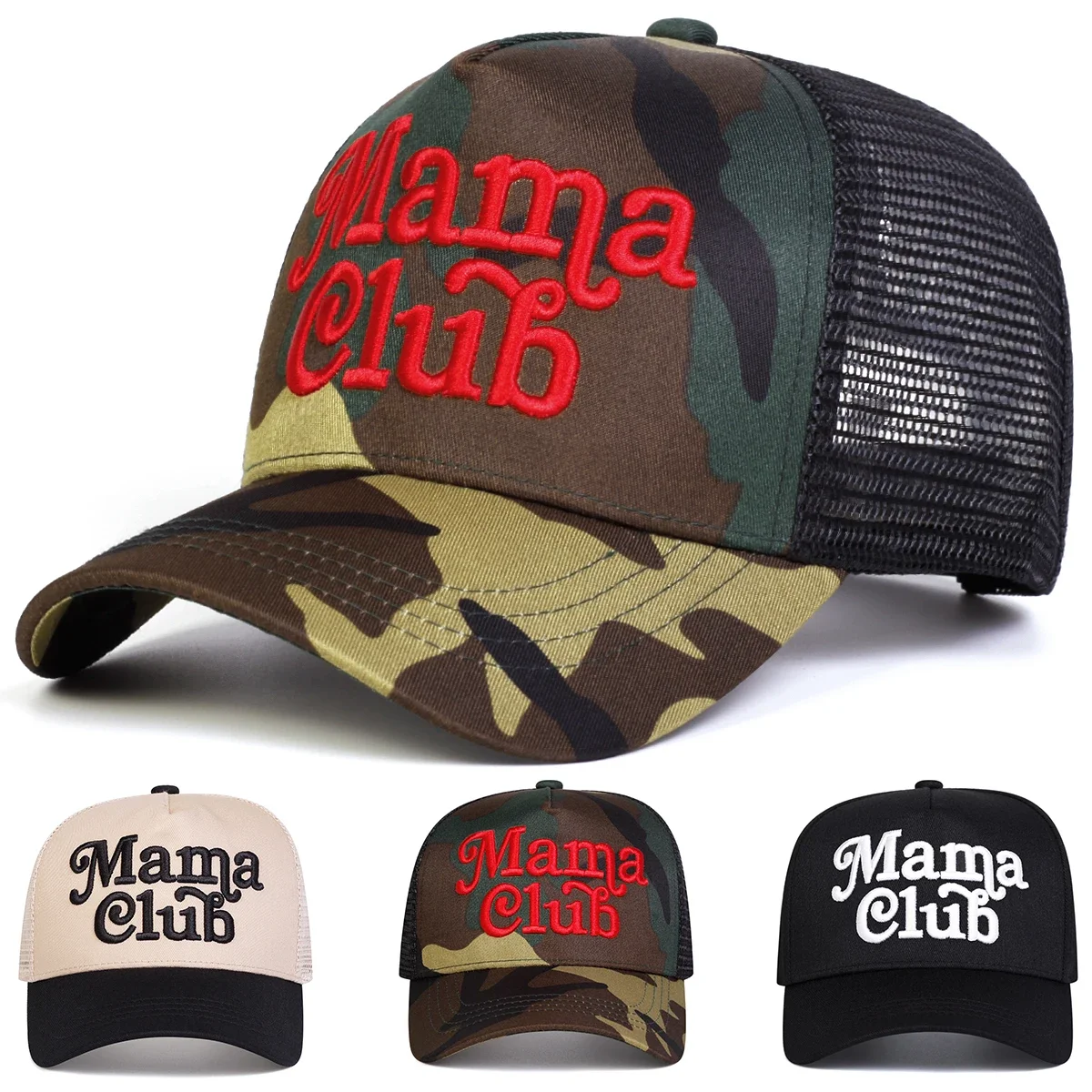 Unisex MAMA CLUB Baseballkappen mit Buchstabenstickerei, Frühling und Sommer, für den Außenbereich, verstellbare Freizeithüte, Sonnenschutzhut, Sportkappe
