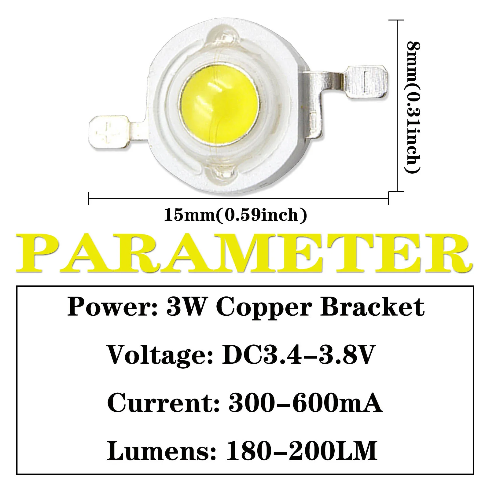 Lâmpada LED Spotlight de alta potência, branco branco quente, vermelho, azul, diodo emissor de luz verde, cobre Stent, DIY, 1W, 3W, 5W