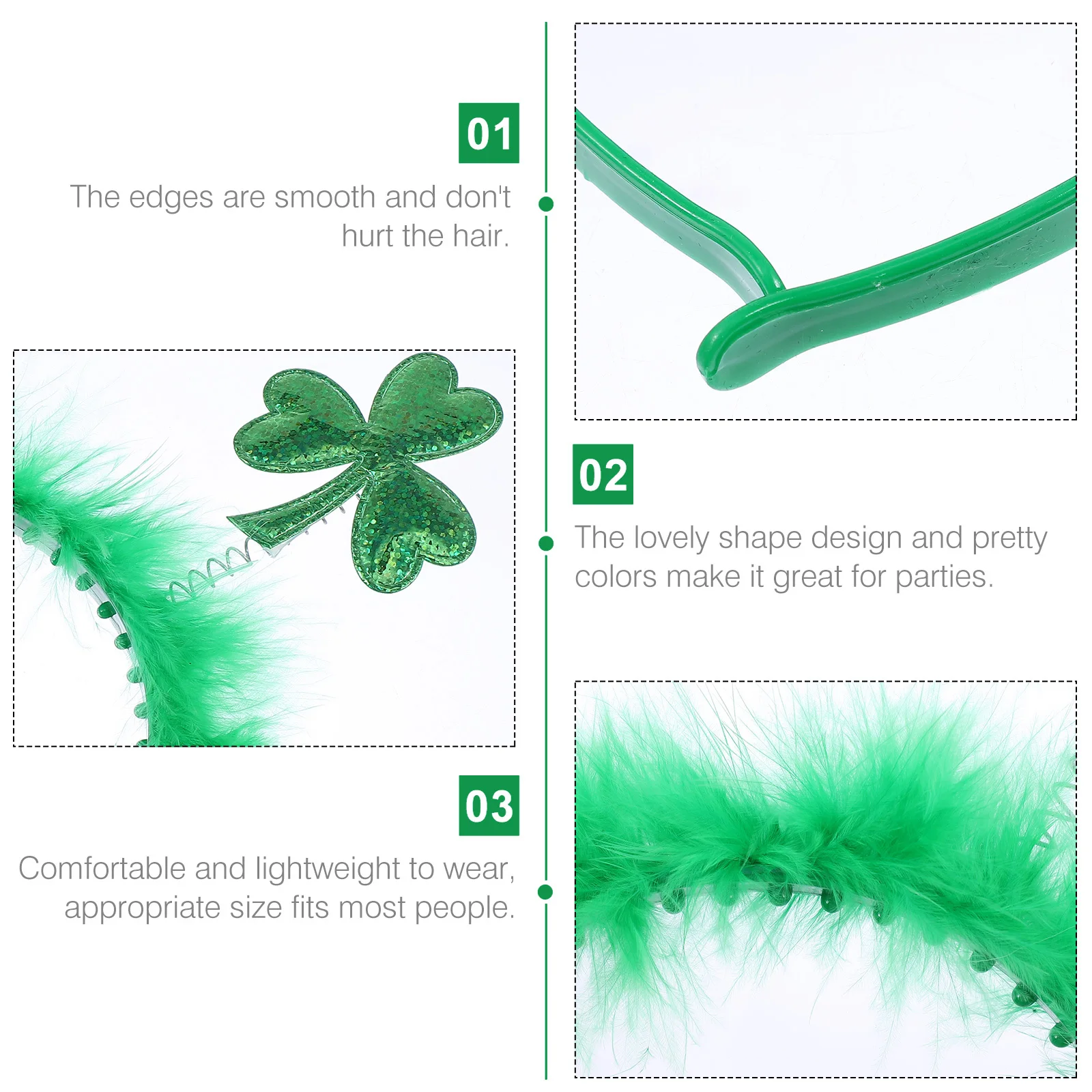 

3pcs Shamrock Headbands St Patrick'S Day Hair Accessories Party Costume Decor Festival Hairband For Cosplay Carnival Masquerade