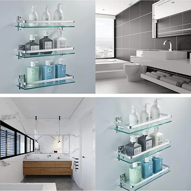 Bore For Kitchen Storage Organization Bathroom Spice Rack Organizer Square Glass Shelf Kitchens Accessories Organizing Fixture