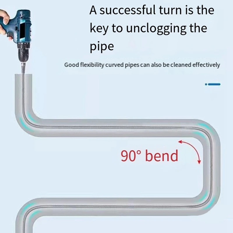 Taladro eléctrico de 5 metros, resorte de dragado, tubería de fregadero, juego de herramientas de dragado de alcantarillado para fontanería de cocina y baño, duradero y fácil de usar