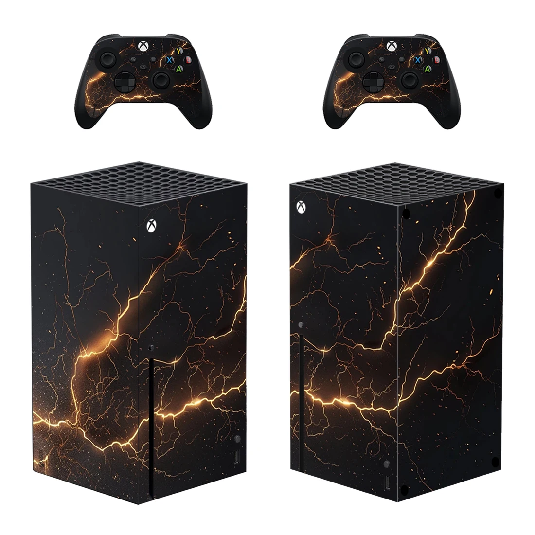 Nuevo estilo relámpago Xbox Series X pegatina de piel para consola y 2 controladores calcomanía pieles protectoras de vinilo estilo 1