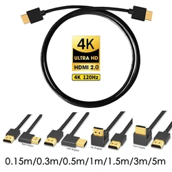 HDMI Cable 4K HDMI 2.0 Cable HDMI 90/270 Degree Angle Adapter for Apple TV PS4 Splitter Video Audio 90 Degree HDMI Cable 1m 3m 5
