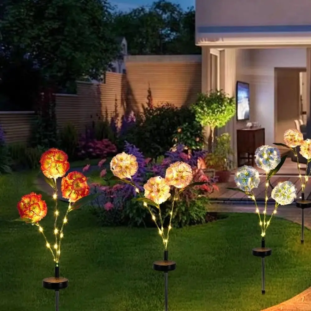 

Waterproof Solar Flower Light with 3 Head Ground Mounted Simulation Flower Lamp Intelligent Light Sensing Warm light