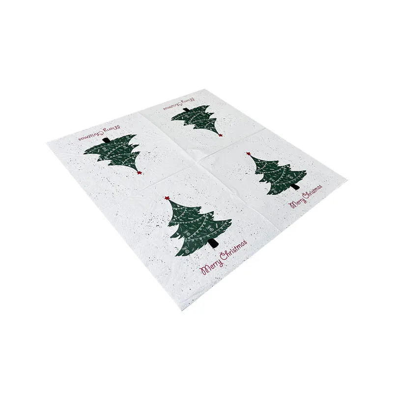 20 قطعة 33 سنتيمتر 2 طبقة جديد عيد الميلاد عنصر المناديل شجرة عيد الميلاد الأبيض ورق للاستعمال مرة واحدة وجبة حصيرة DIY Decoupage ورقة
