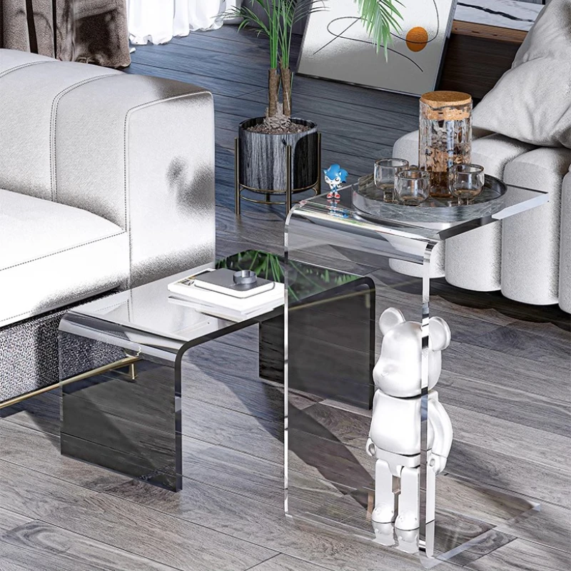 Hexagon Acrylic End Table with Frosted Texture, Multi-Level Stackable Coffee Table, Non-Toxic Odorless Furniture for Balcony