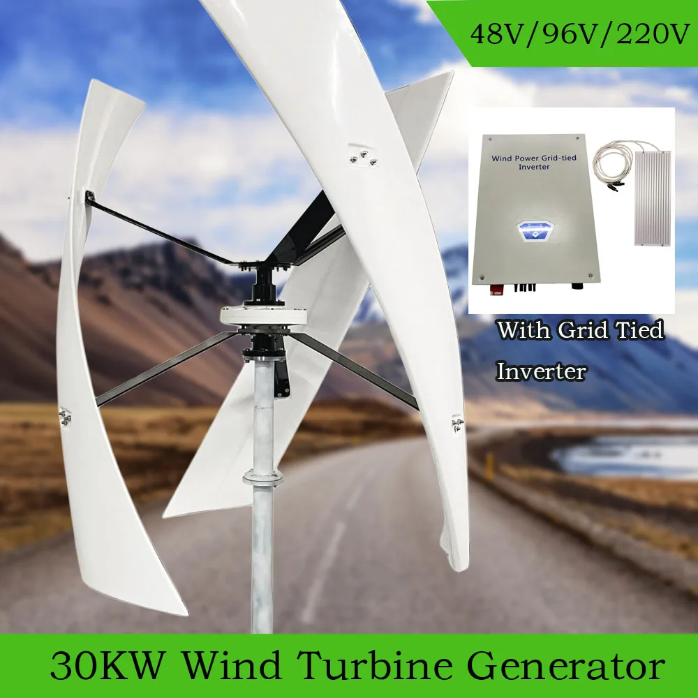 

Vertical Axis Wind Turbine 30KW Alternative Energy Generator 220v AC Output Household Complete Kit with Controller Inverter