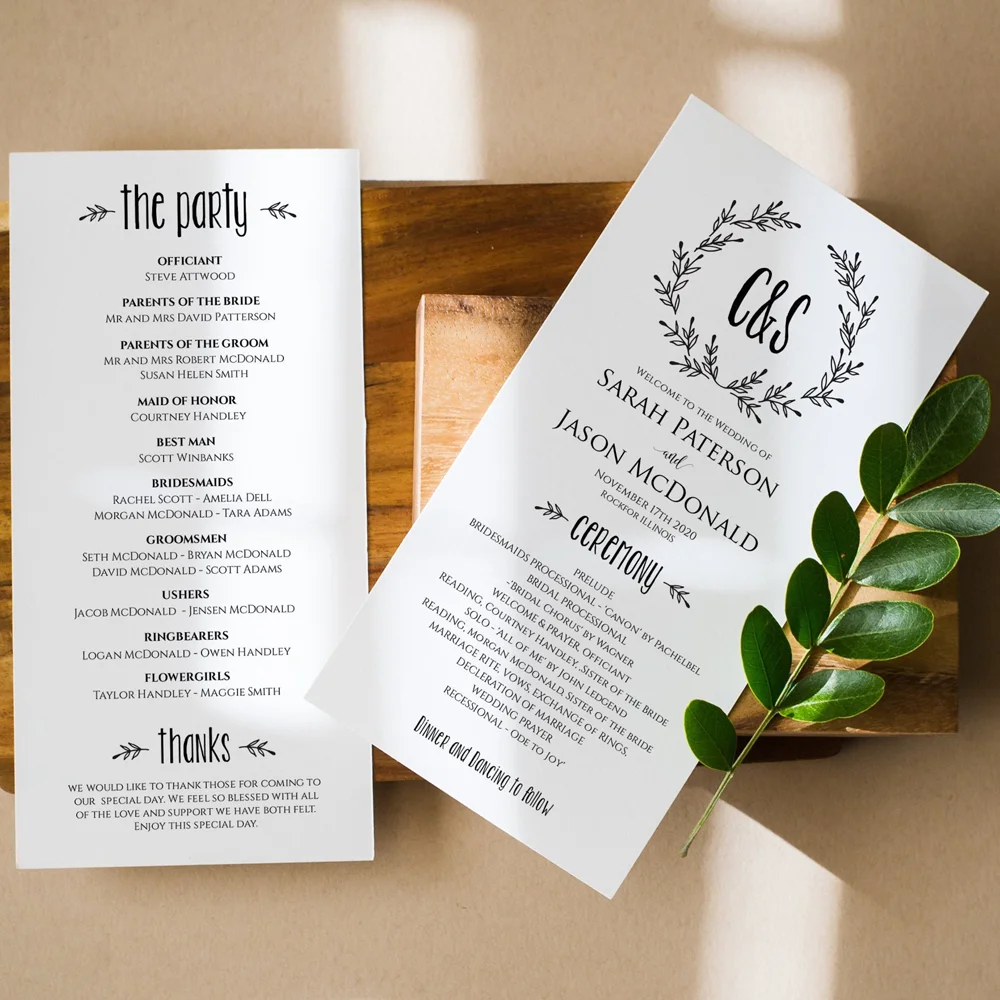 1-100pcs Custom Print on Both Sides Menu and Thank you Card Wedding Menu Card Note Thank you Card Set The more, the cheaper