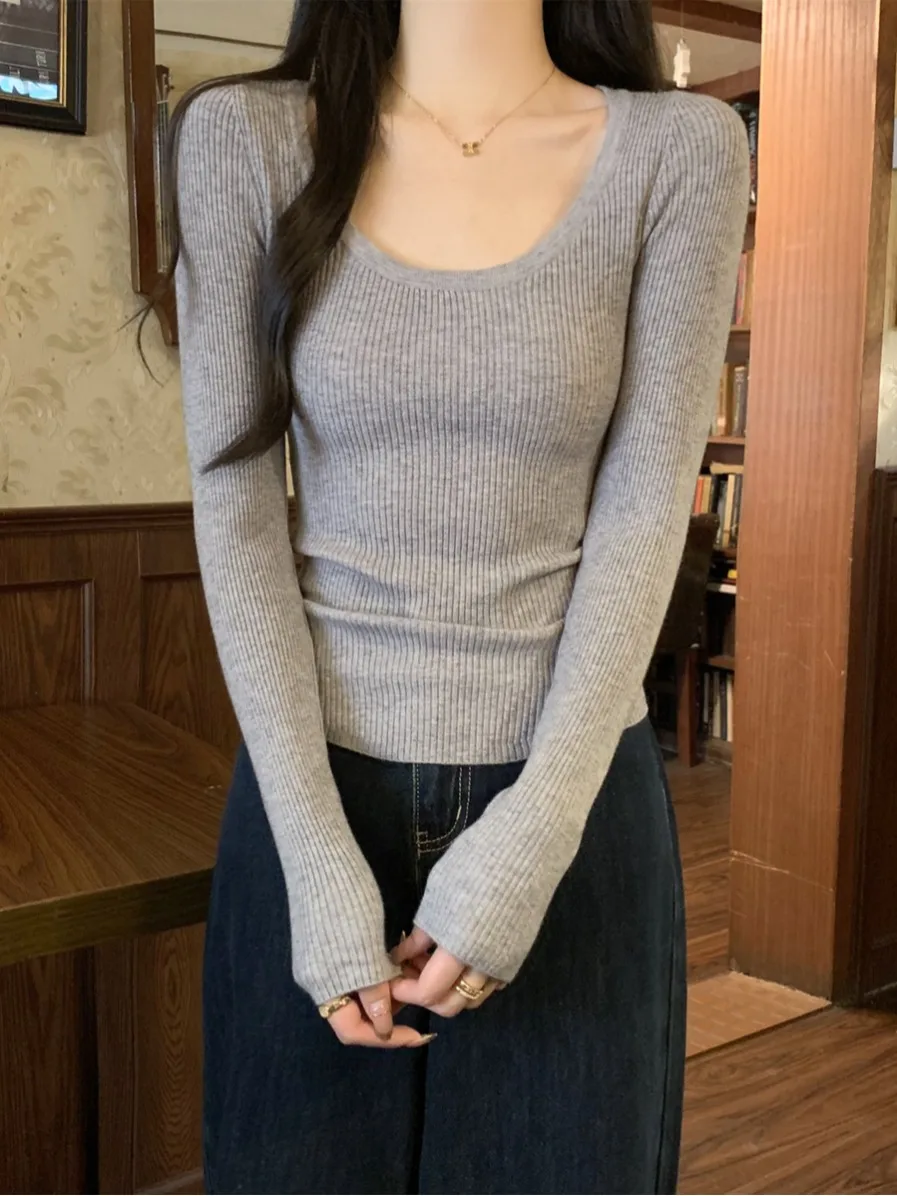 شيك U-Ne محبوك سترة المرأة الخريف الشتاء سليم صالح قاعدة طبقة علوية Faionable تنوعا طويلة Sve التريكو الحراري