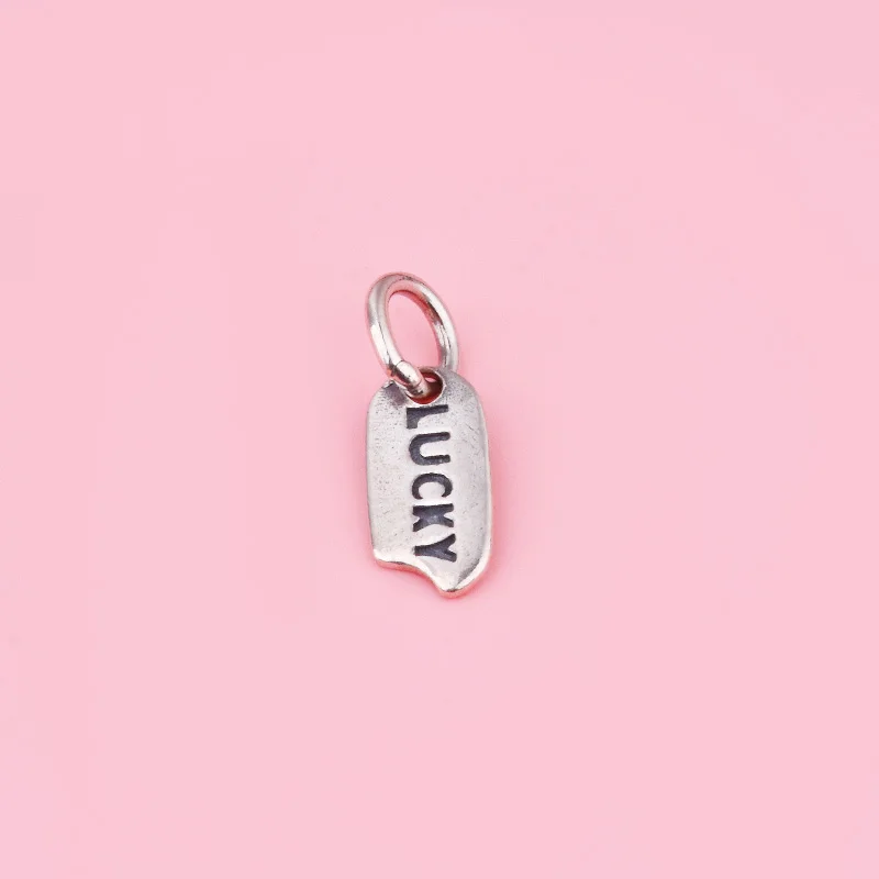 S925 Sterling Silver Vintage diy Material Accessory LUCKY Lucky Pendant DIY Material Bracelet Pendant Accessory