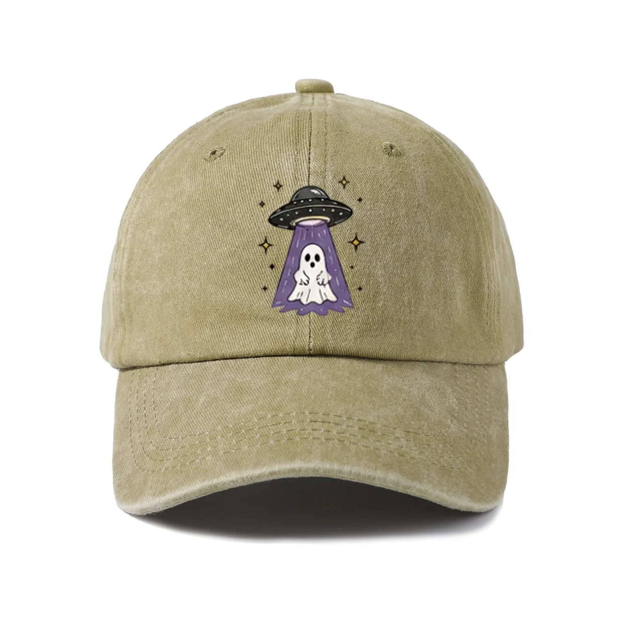 Ghost in Magic Jar Graphic Baseball Cap, Vintage Washed Adjustable Unisex Dad Hat, Everyday Gift