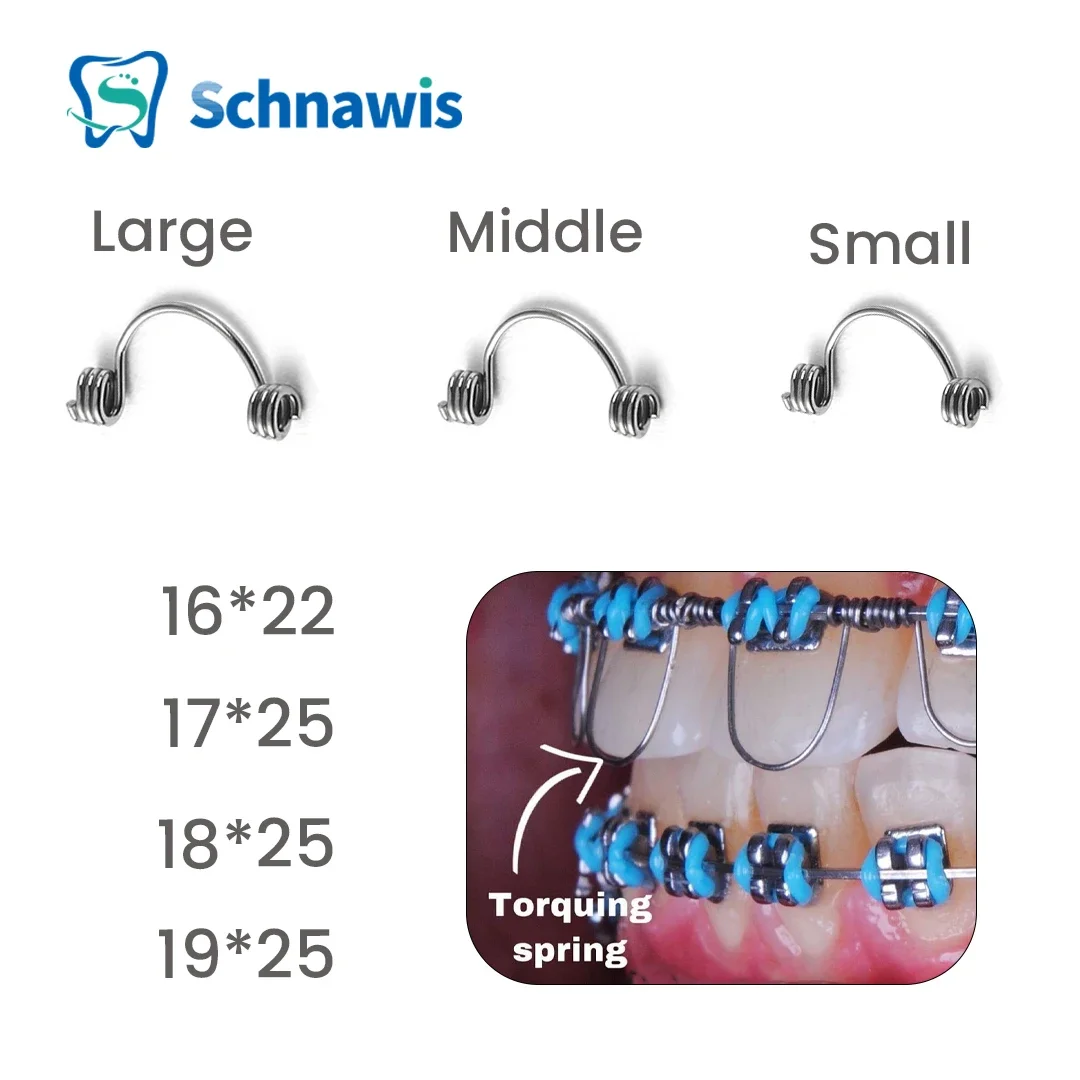 10 pçs/saco mola de torque dental ortodôntica mola de torque anterior auxiliar de torque warren primavera para suporte arco