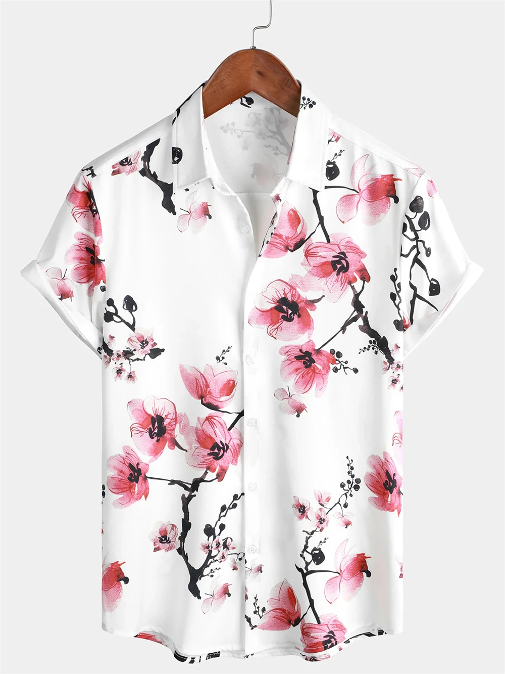 Mens Palm Tree Hawaiian Shirt Short Sleeve Beach Shirt Summer Casual Button down Shirt Hawaiian Shirt Lapel Vacation Tops